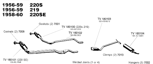 1958-60 220SE Exhaust System