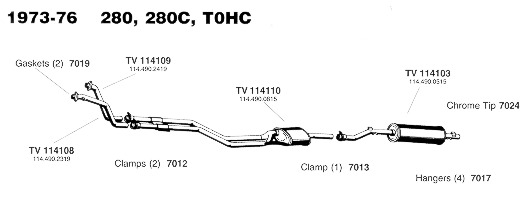 1973-76 289, 280C, TOHC Exhaust System