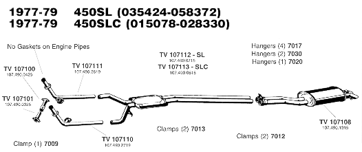 1977-79 450SLC (Chassis 015078-028330) Exhaust System
