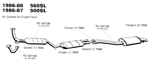 1986-87 500SL Exhaust System
