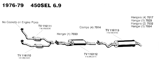 1976-79 450SEL 6.9 Exhaust System