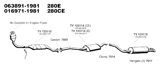 Chassis 016971 - 1981 Model Year 280CE Exhaust System