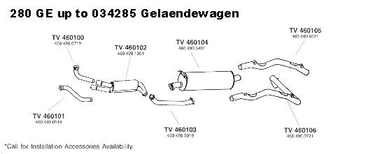 280 GE Gelaendewagen up to Chassis 034825 Exhaust System
