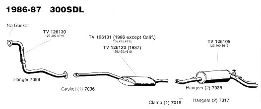 1986-87 300SDL Exhaust System