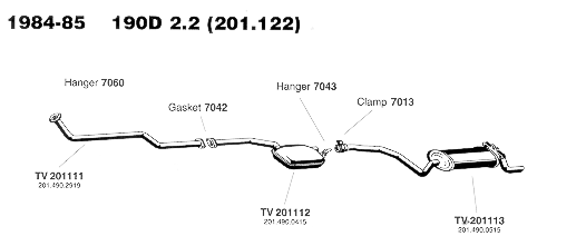 1984-85 190D 2.2 (201.122) Exhaust System