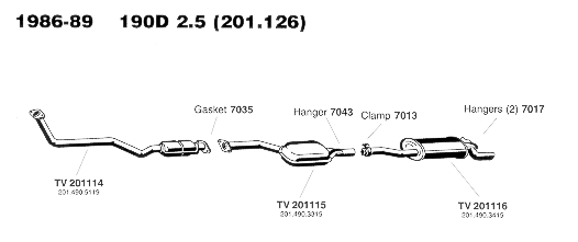 1986-89 190D 2.5 (201.126) Exhaust System