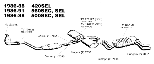 1986-91 560SEC and SEL Exhaust Systems